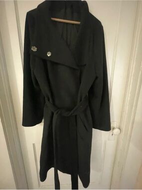 Ann Taylor Black Wrap Pea Coat with Belt